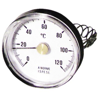 Rundes Thermometer mit Befestigung 0 bis 120°C Durchmesser 63mm