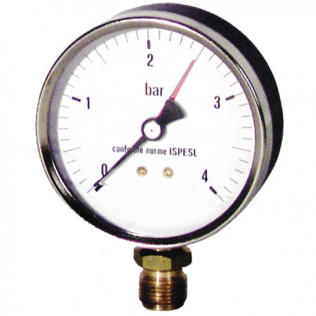 Druckmesser Wasser und Luft 0 bis 4 bar Durchmesser 80mm M3/8"