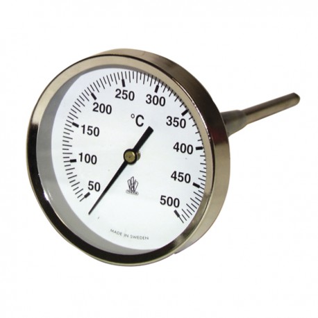 Runder Rauchthermometer 50 bis 500°C Durchmesser 80mm Fühler 15