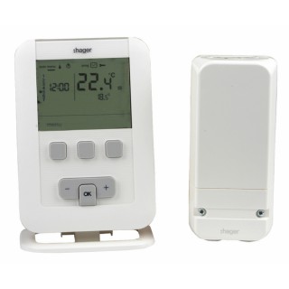 Programmierbarer Raumthermostat HAGER radio EK560 mit Batterien LR3 - HAGER: EK560