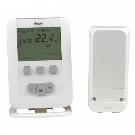 Programmierbarer Raumthermostat HAGER radio EK560 mit Batterien LR3 - HAGER: EK560