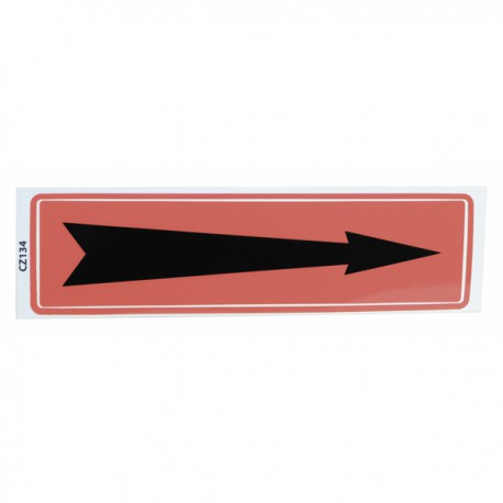 Supple adhesive label arrow with red background (X 10)